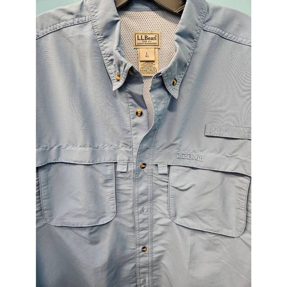 L.L. Bean Blue Performance Vented Fishing Shirt size Large - Picture 8 of 10